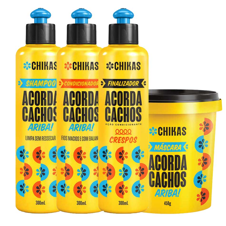 Kit Para Cabelos Crespos Acorda Cachos Chikas Cosmeticos Shampoo