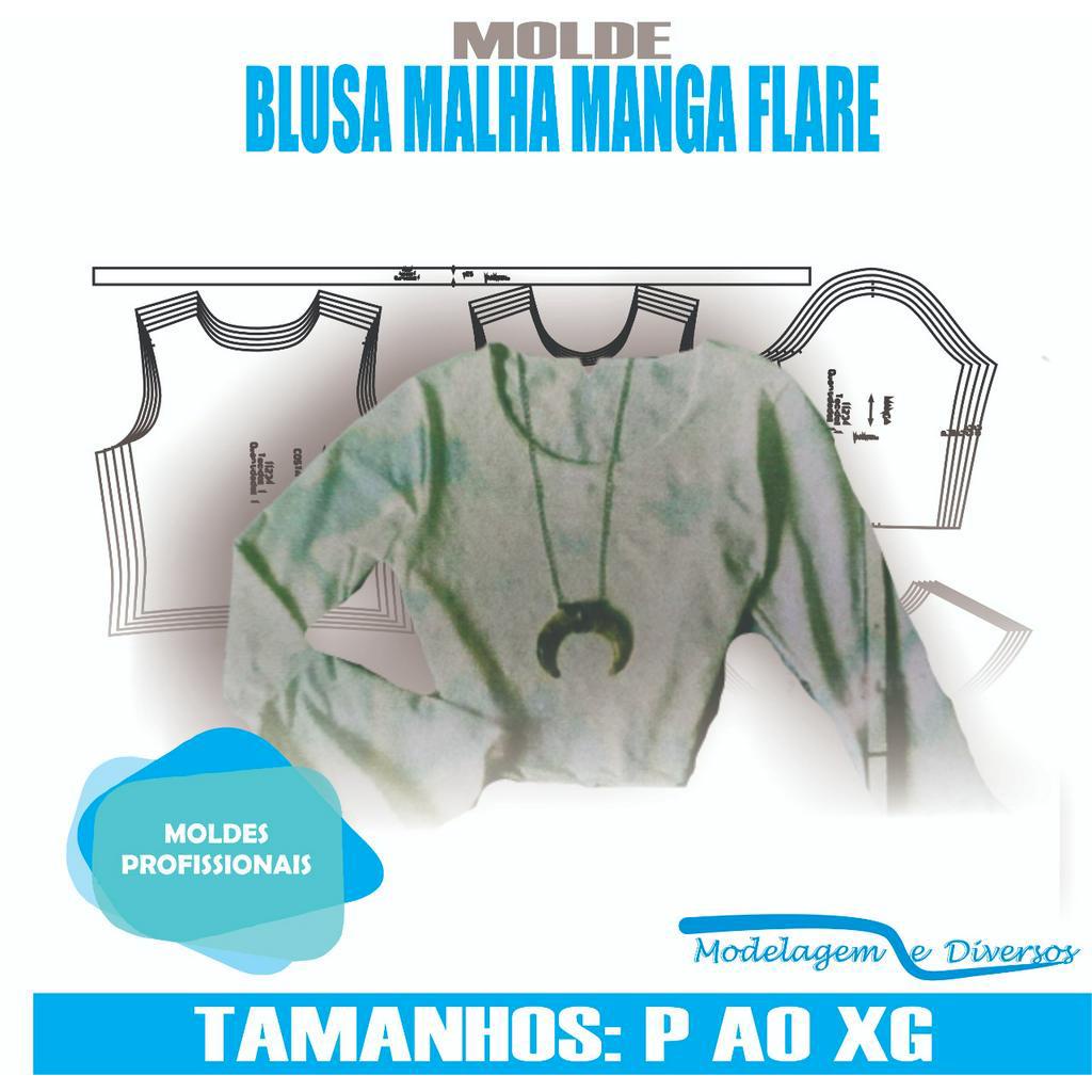 MOLDE BLUSA MANGA FLARE MODELAGEM DIVERSOS P XG CORREIOS Shopee Brasil