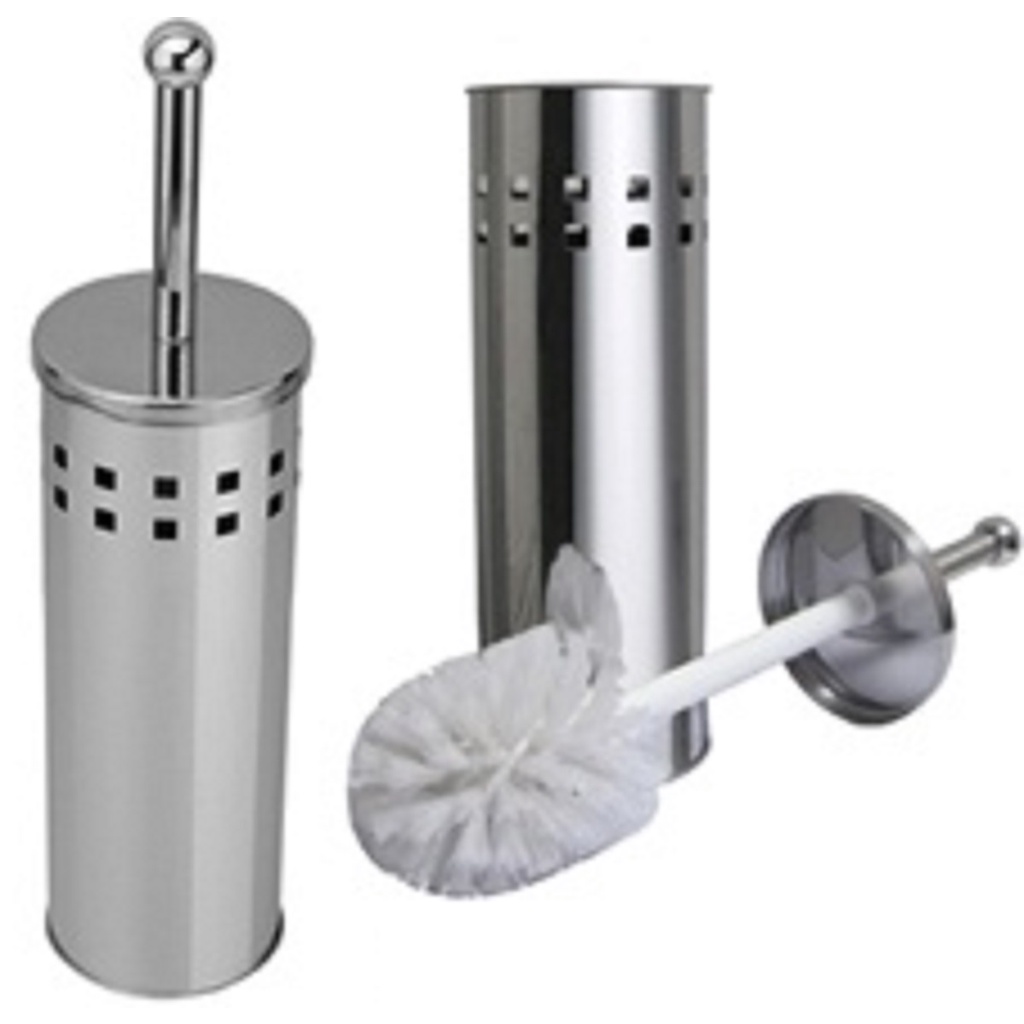 Kit 2 Escovas Sanitárias Vassoura Vaso Aço Inox Suporte Banheiro