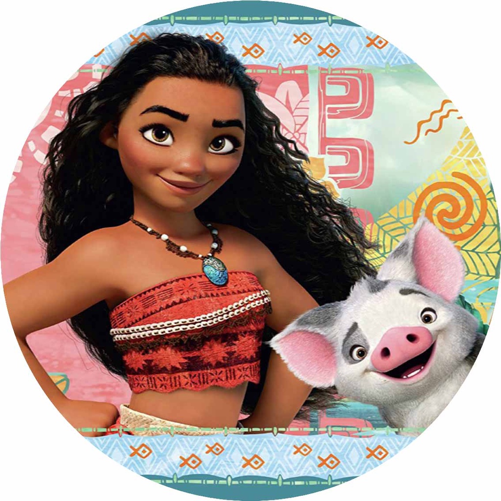 Painel De Festa Redondo Em Tecido Veste fácil Tema Moana C elástico