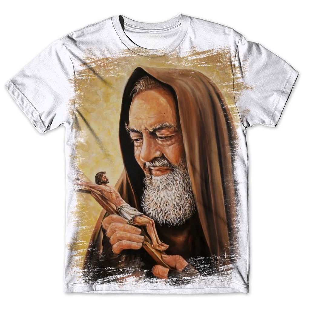 Camisa Camiseta Masculina Feminina Infantil Cat Lica Santo Padre Pio De