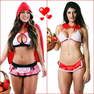 Fantasia Chapeuzinho Vermelho Sensual Mini Conjunto Lingerie Moda