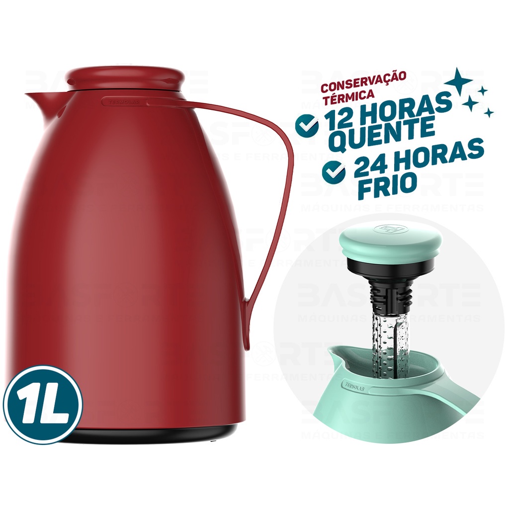 Bule Térmico Luna 1 Litro Vermelho Termolar C Infusor Shopee Brasil