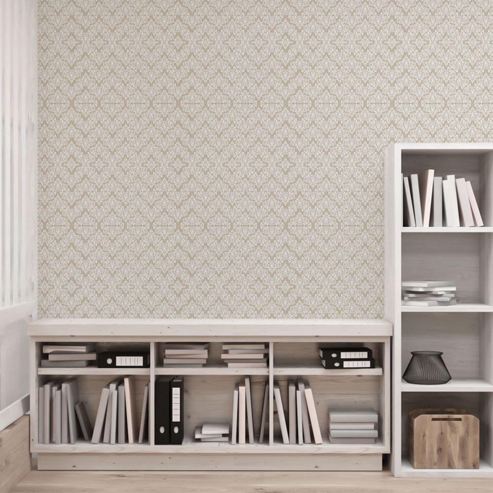 Papel De Parede Adesivo Arabesco Nude Shopee Brasil