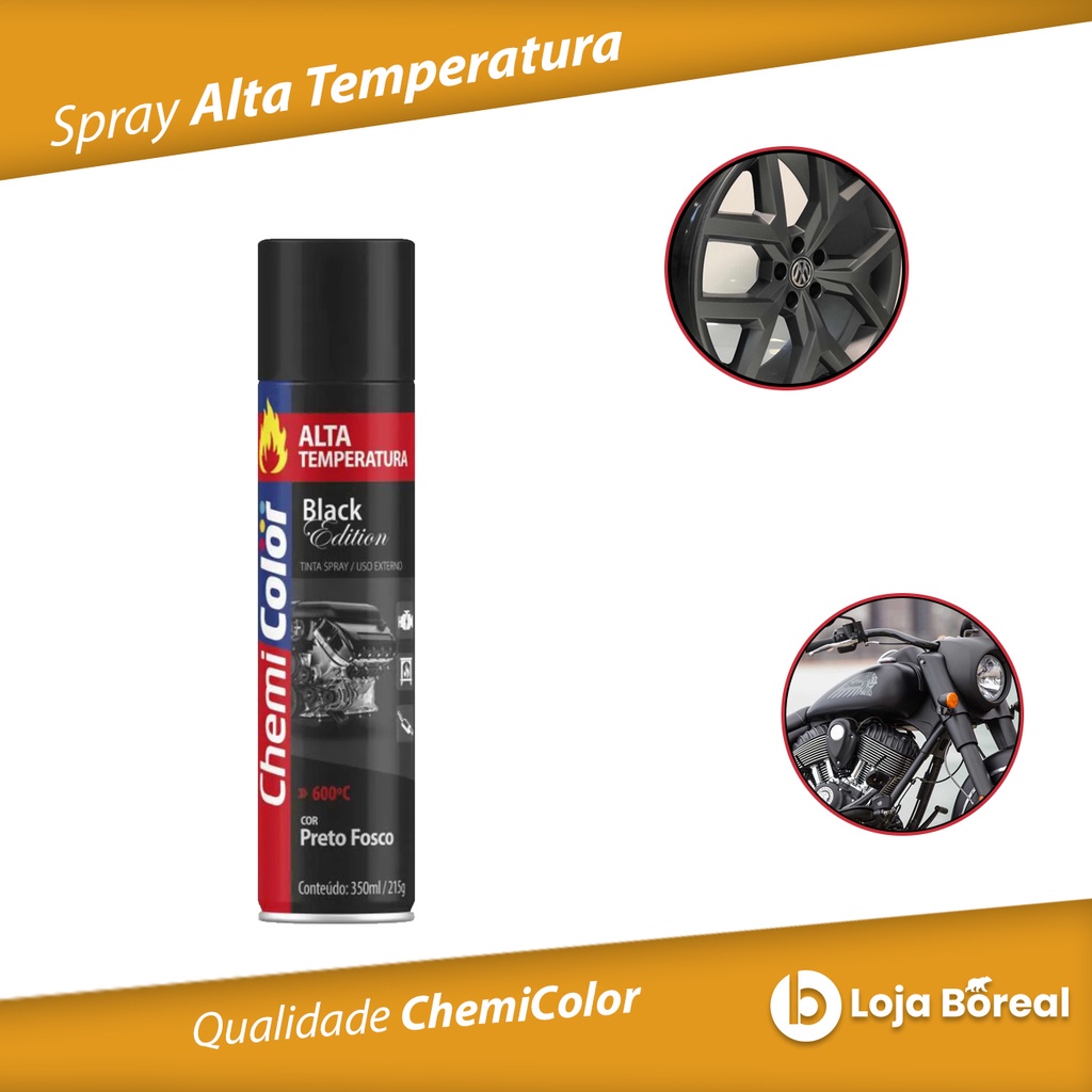 Tinta Spray Alta Temperatura Preto Fosco 350Ml Chemicolor Shopee Brasil