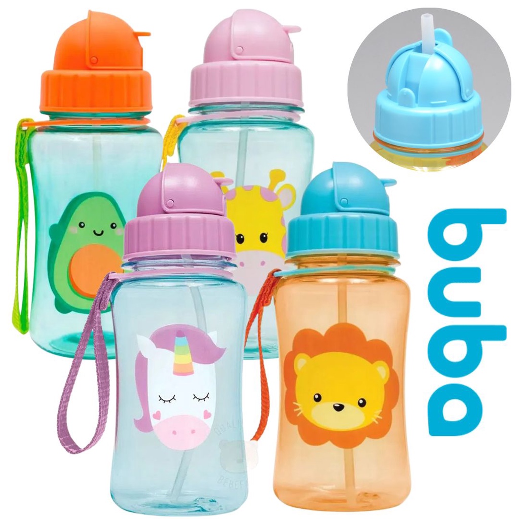 Garrafinha Agua Suco Pratica Infantil Bebe Canudo Retratil Silicone