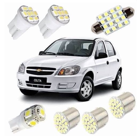 Lampada De Led Chevrolet Celta Kit Teto Placa Pingo Farolete 12v Todos