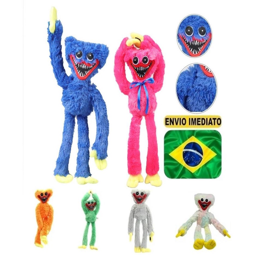 Boneco Huggy Wuggy Azul Pelucia Playtime Pop Time No Brasil Coloridos