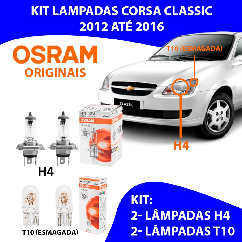 Kit Lampadas Corsa Classic Osram Originais