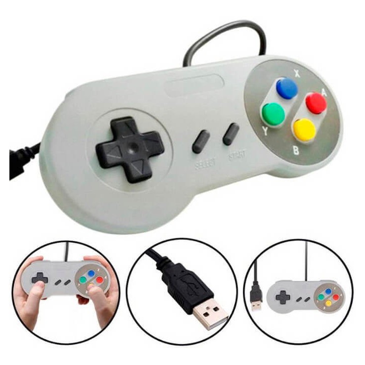 Controle Super Nintendo Snes Joystick Usb Emulador Pc Tv Box Raspberry