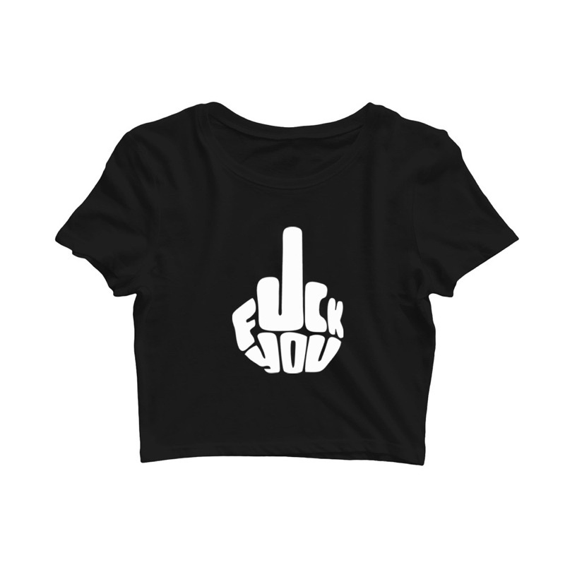 Cropped Dedo Do Meio Fuck You Feminino Shopee Brasil