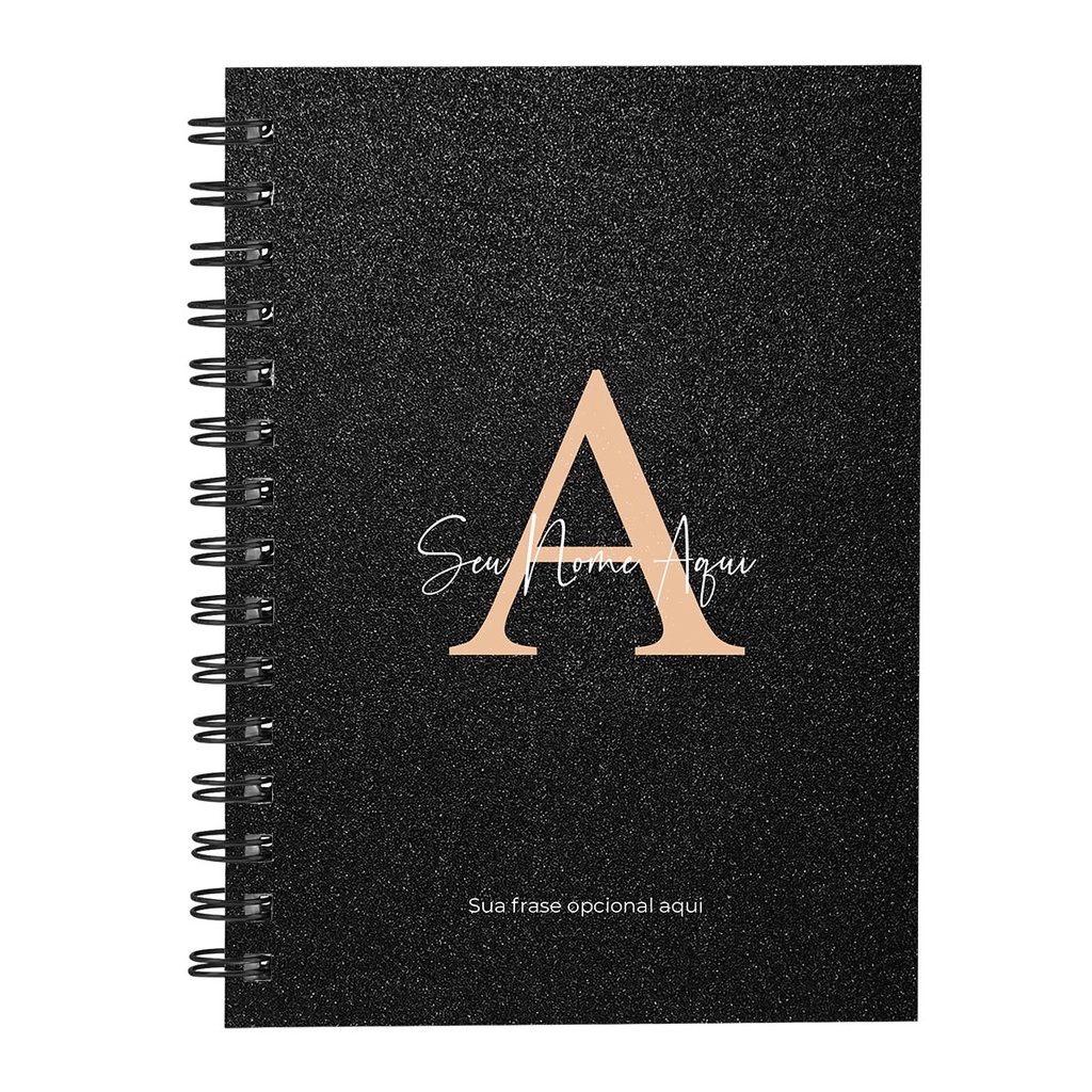 Caderno Personalizado Glitter Preto Nude 14x20 Cm 100 Folhas Shopee