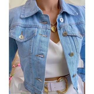 Jaqueta Jeans Feminina Mangas Bufantes Shopee Brasil