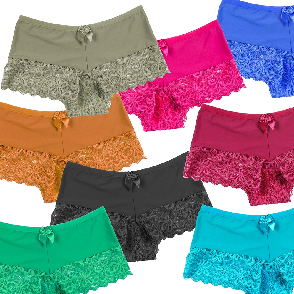 kit 5 calcinha shortinho de renda feminina sexy lingerie PROMOÇÃO Shopee Brasil