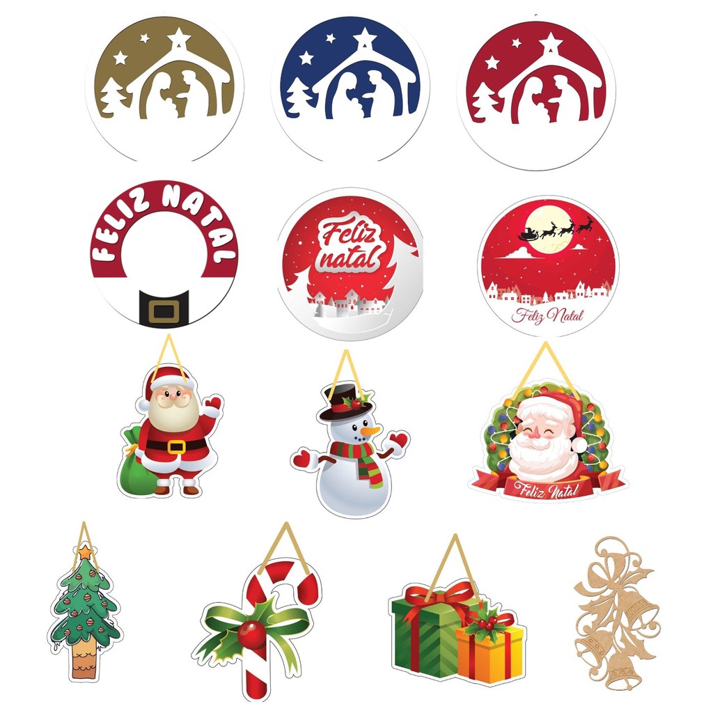 Placas Guirlandas Decorativa Quadros no tema Natal Papai Noel Árvore