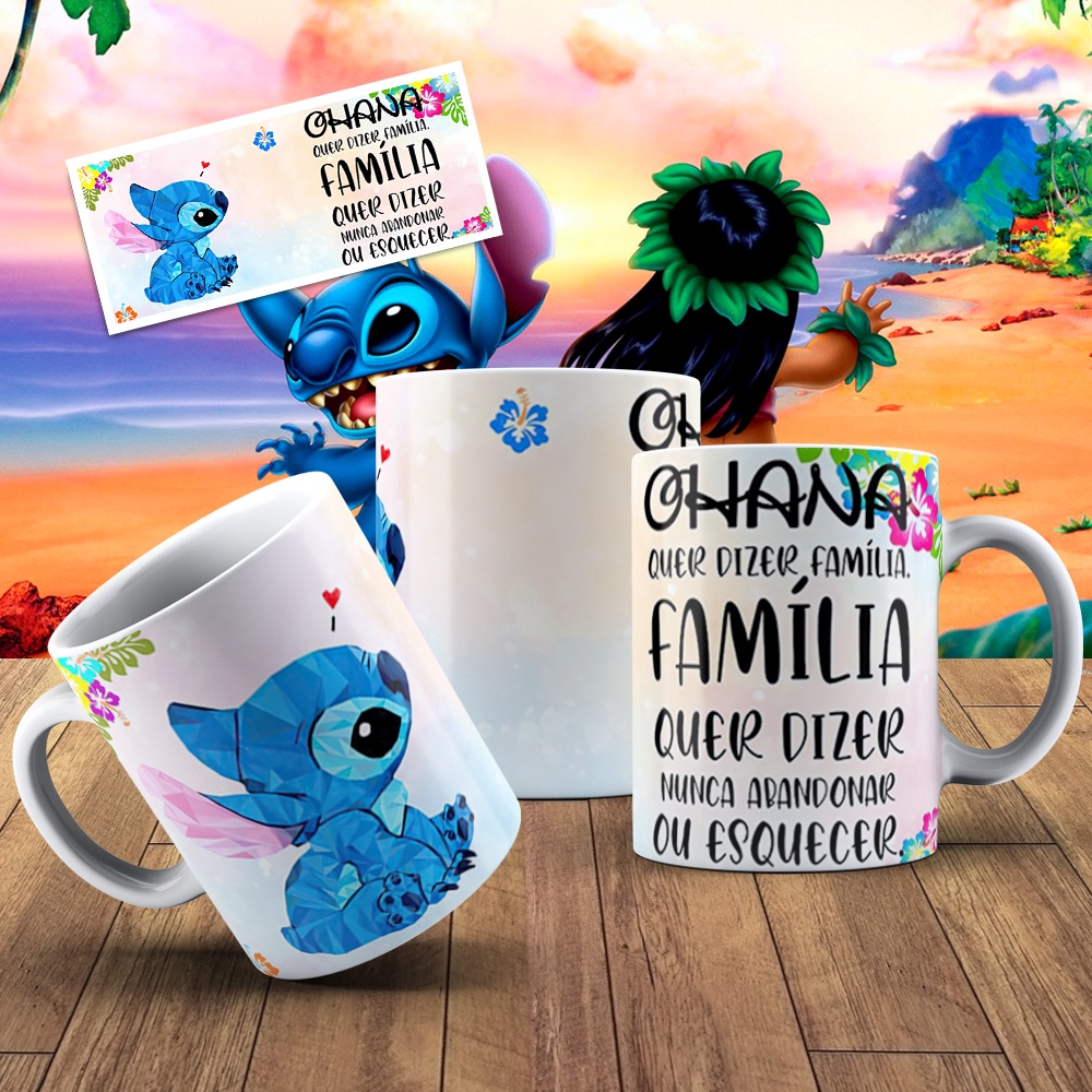 Caneca Personalizada Lilo E Stich Ohana Quer Dizer Familia Porcelana