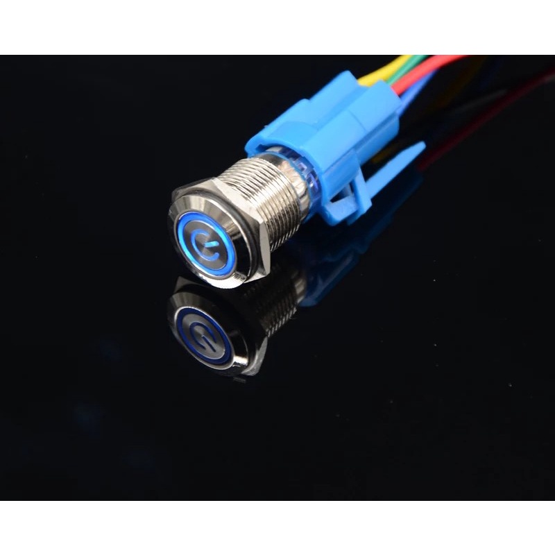 Botão Liga Desliga universal Inox Trava 19mm led Azul Shopee Brasil