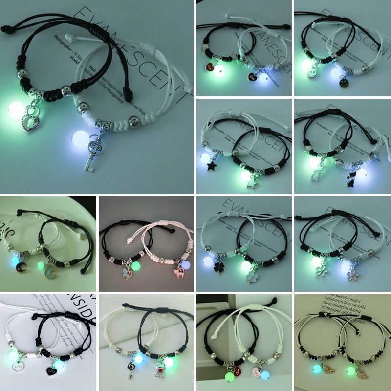 2 Pçs Pulseira Luminosa Tecido Ajustável Moda Unissex Masculina Casais