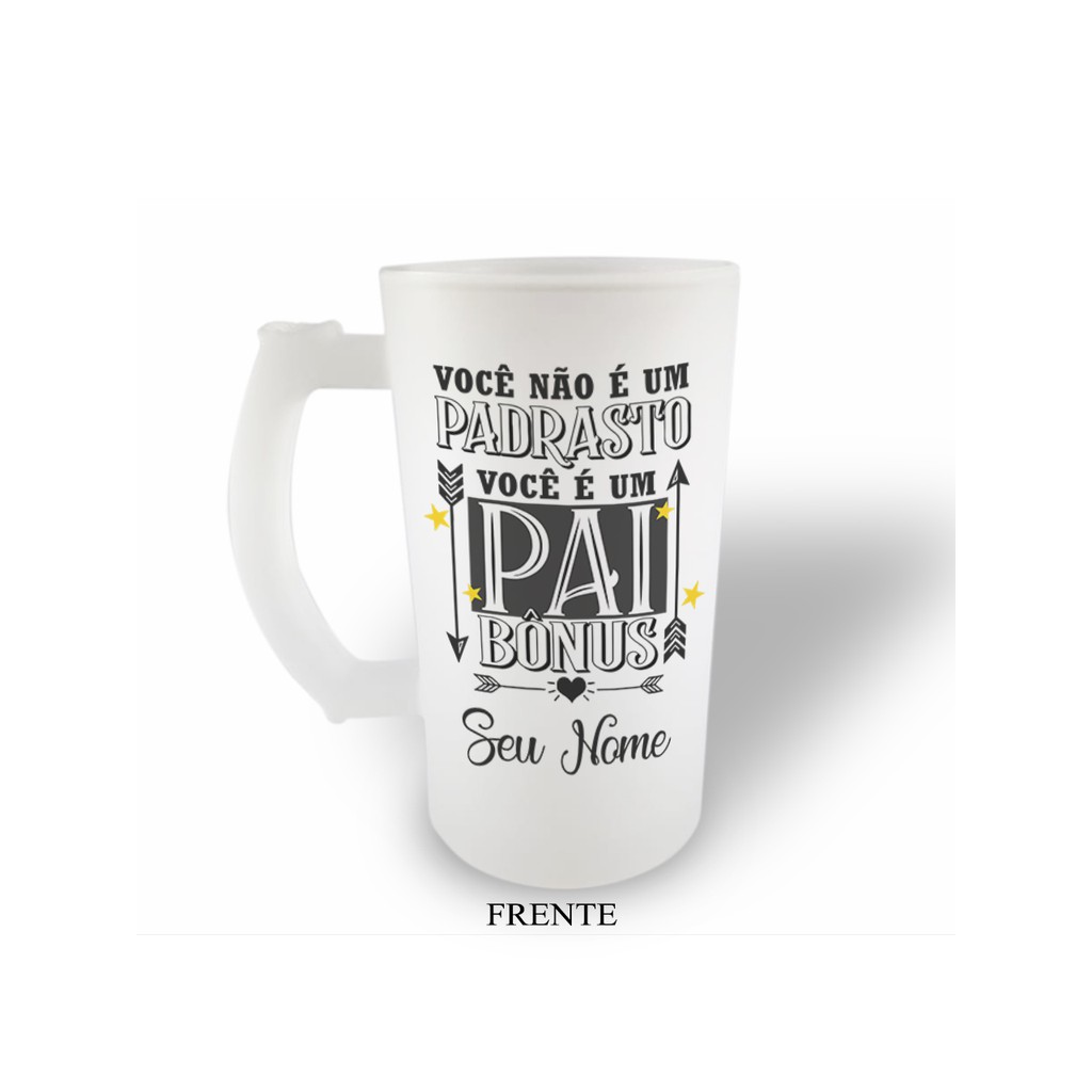 Caneca De Vidro Jateado Personalizada Chopp Cerveja Padrasto