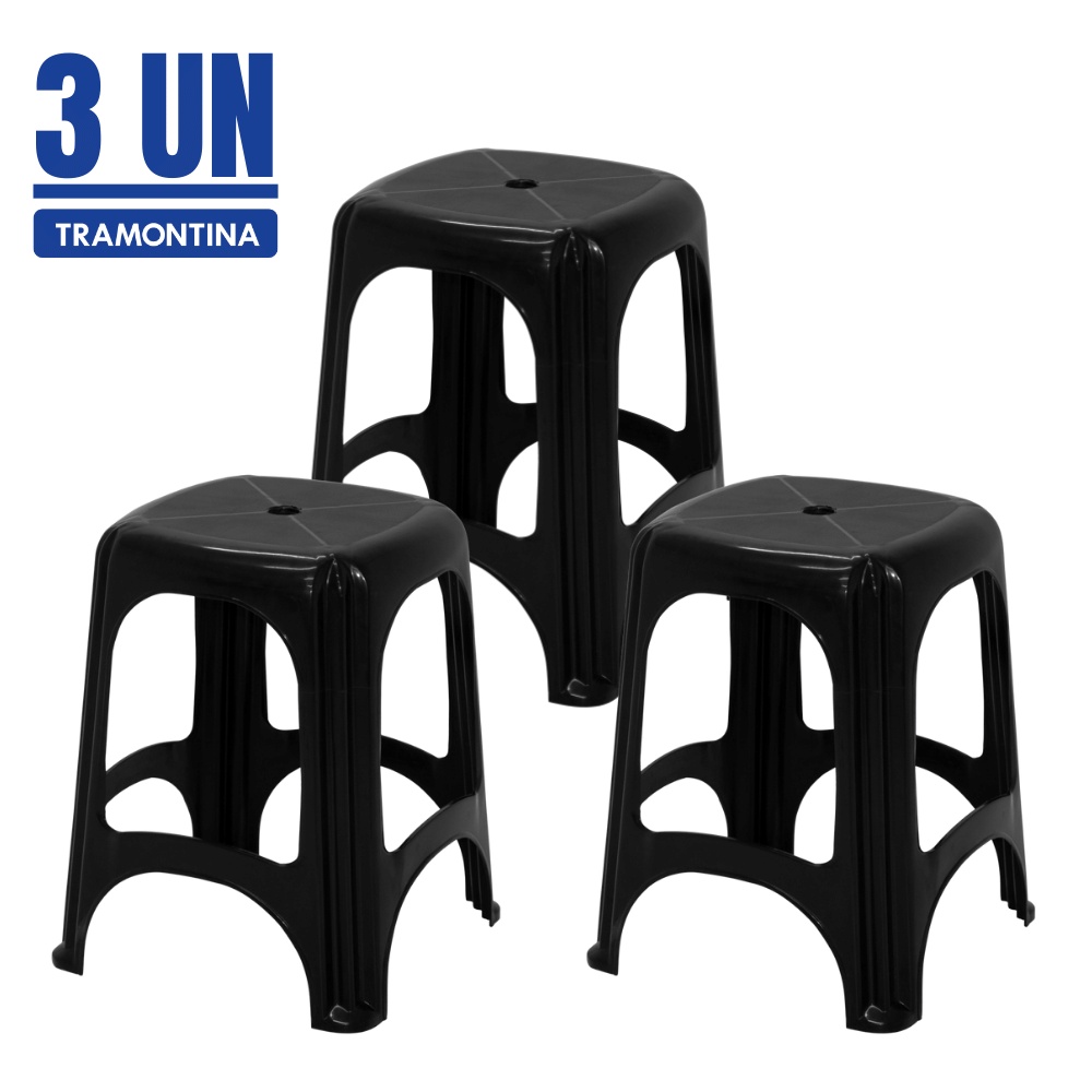 Conjunto 3 Banco Banqueta Plastico Suporta 100 KG Tramontina Shopee