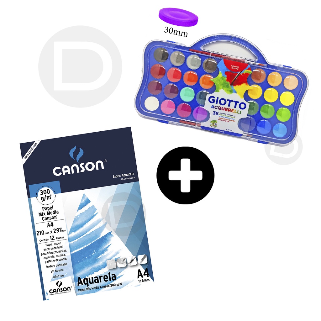 Kit Aquarela Giotto Cores Pinc Is Bloco Canson Aquarela G