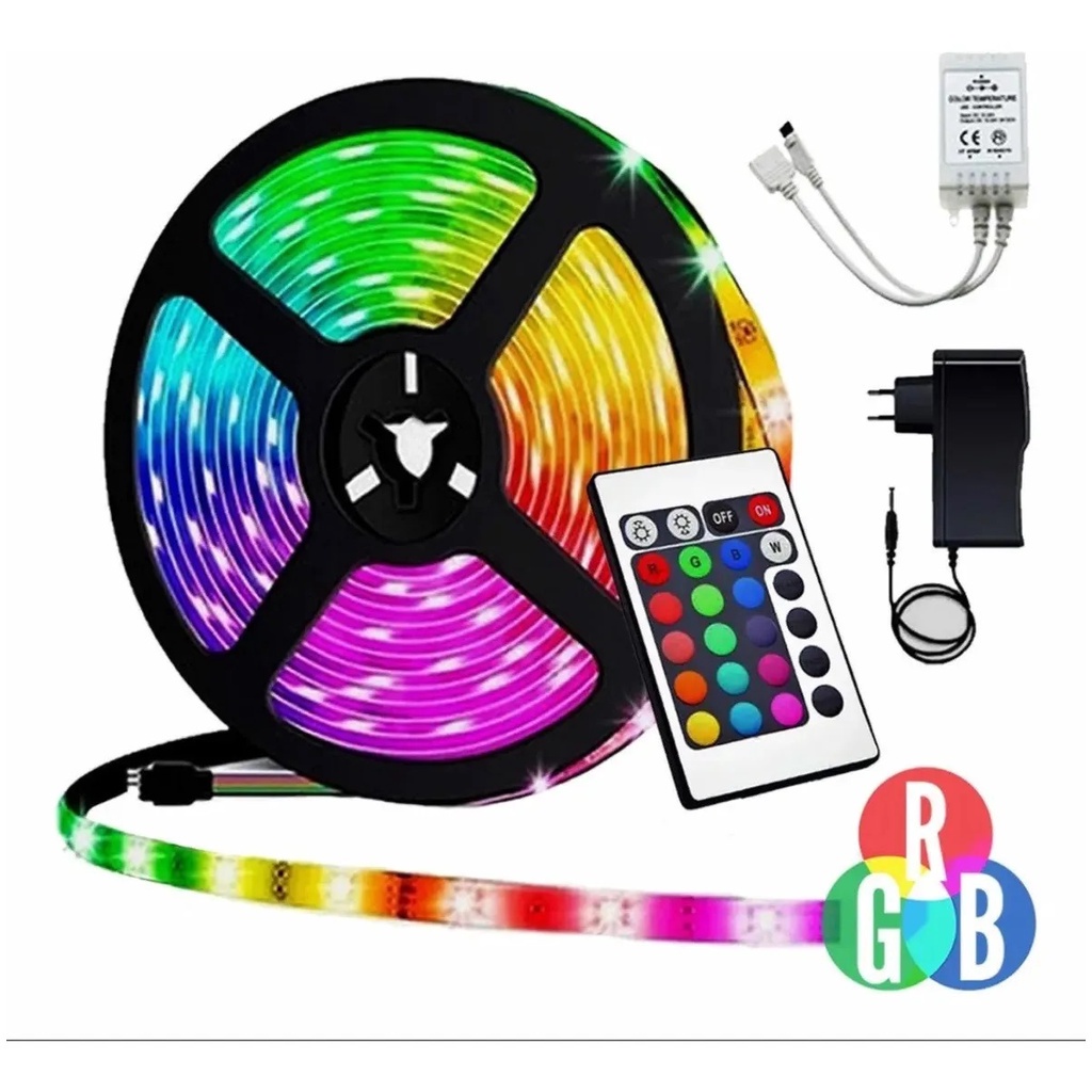 Fita De Led Rgb Colorida Rolo M Leds Ip Silicone