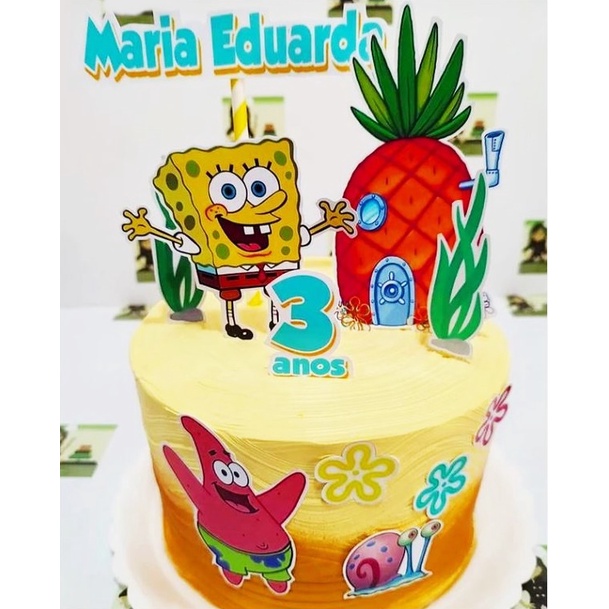 Topper De Bolo Bob Esponja Personalizado Shopee Brasil