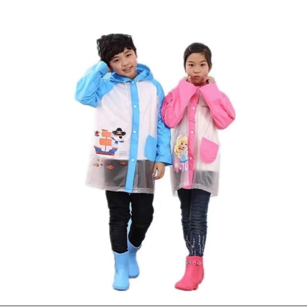 Capa De Chuva Infantil Menino Menina Capuz E Bolsos Pvc Shopee Brasil