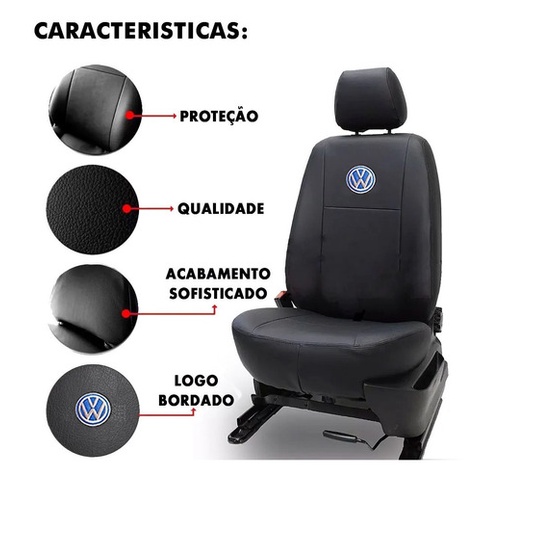 Kit Completo Capas Para Banco De Carros Automotivos Couro Logo