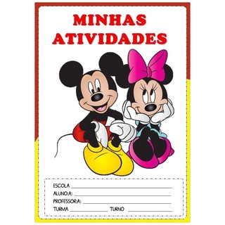 Adesivo Para Capa De Caderno Mickey Minnie Minhas Atividades Shopee