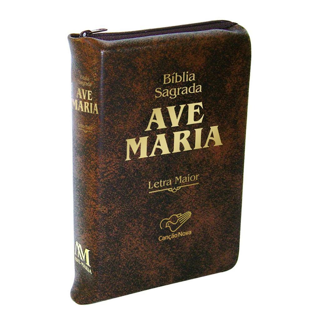 Biblia Sagrada Catolica Ave Maria Letra Grande Ziper Cancao Nova