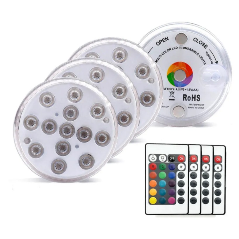 Kit Luz De Led Piscina Colorida Controle Remoto Pilha Luminaria