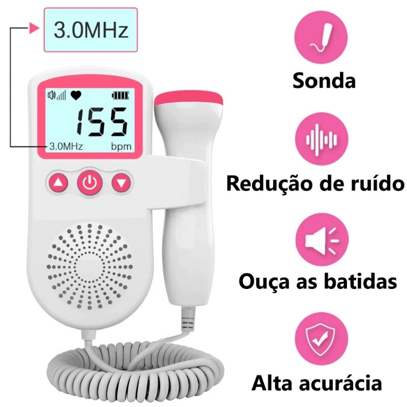 Monitor Fetal Port Til Doppler Ouvir Cora O Do Beb Shopee Brasil