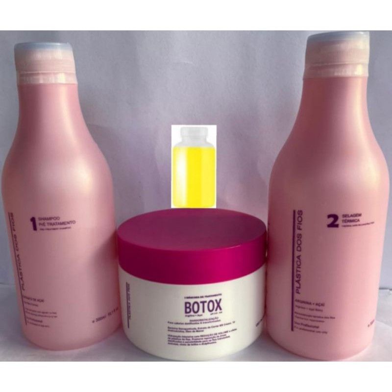 Combo kit Plástica dos fios Selagem Botox 3300 ml Brinde Shopee