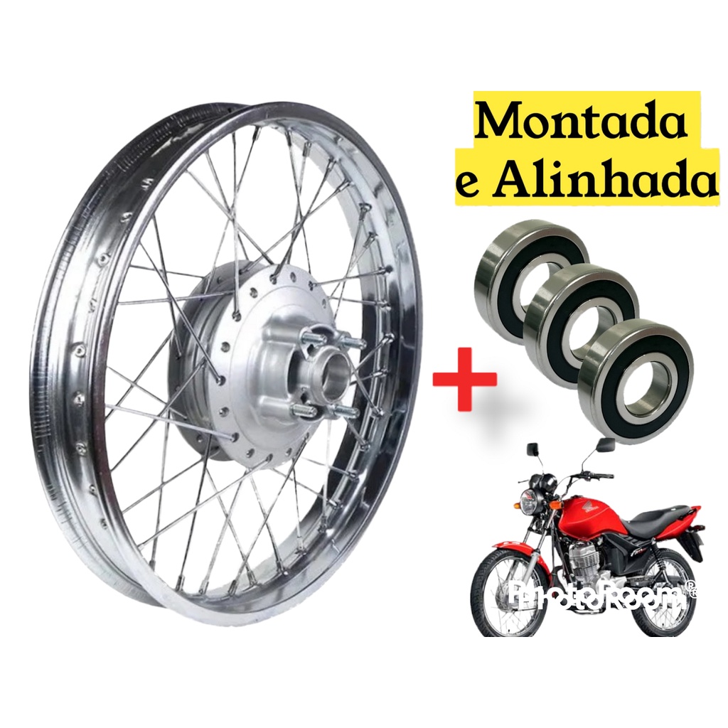 Roda Traseira Montada Completa Cg Fan 125 2009 2013 Rolamentos Shopee