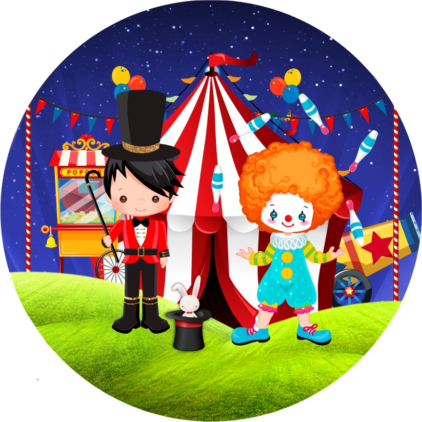 Painel De Festa Redondo Sublimado Em Tecido Tema Circo Shopee Brasil