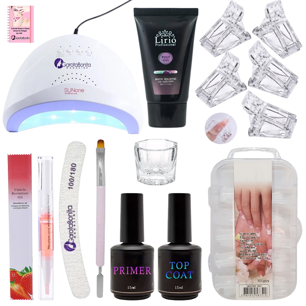 Kit Poligel Polygel Unhas Presilha Acrilica Lirio Cabine 48w Shopee