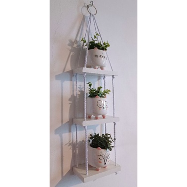 Prateleira 3 Andares MDF Suspensa Decorativa Nicho Suculentas Plantas