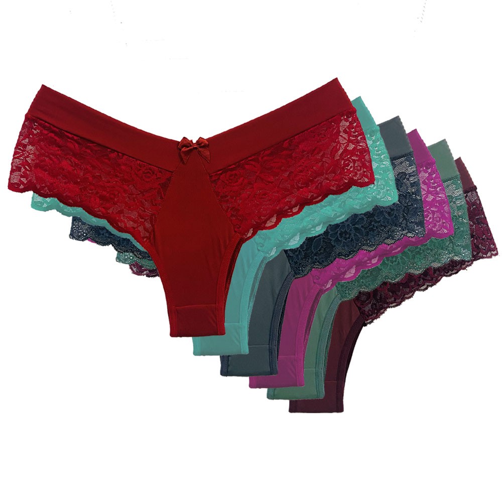 Kit Calcinhas Renda Na Lateral Microfibra Barato Lingerie Tanga Sexy