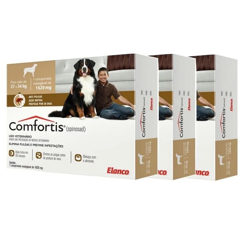 3 Comfortis 1620mg C 1 Comprimido Antipulgas P Cães 27 54kg