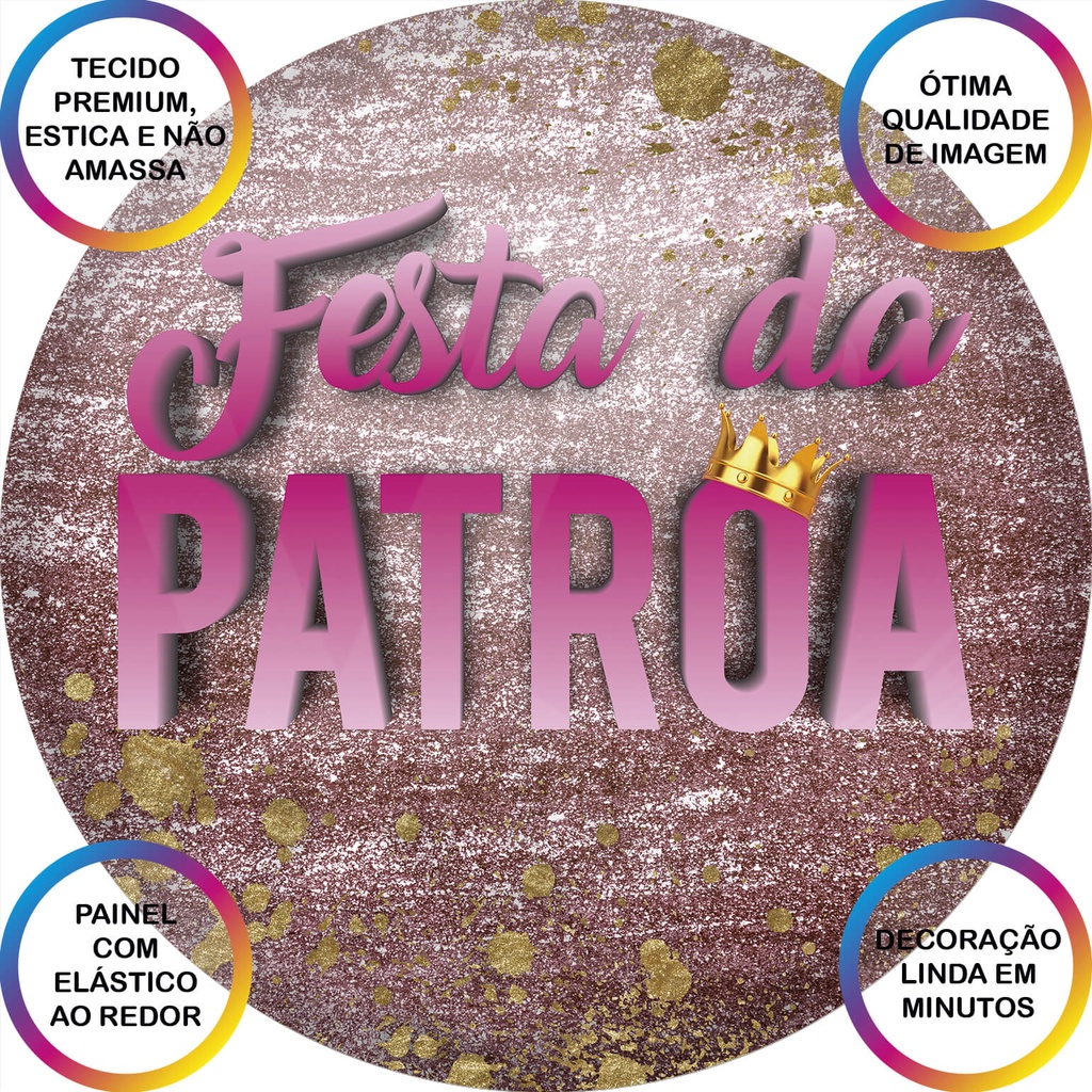 Painel De Festa Redondo Em Tecido 3D Efeito Glitter Metalizado Rosa