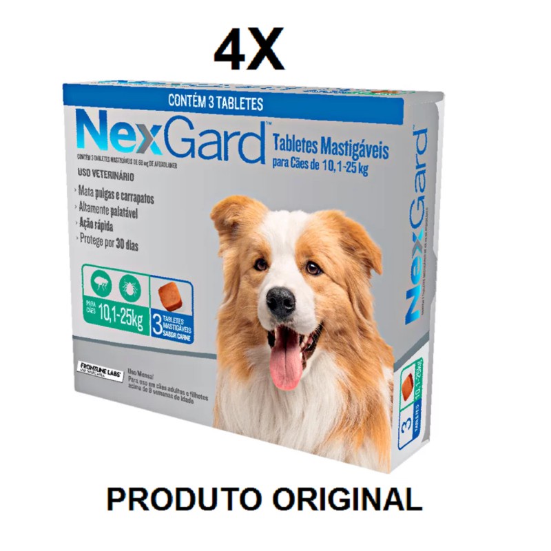 4 Antipulgas E Carrapatos NexGard 10 A 25 Kg 12 Comp Shopee Brasil