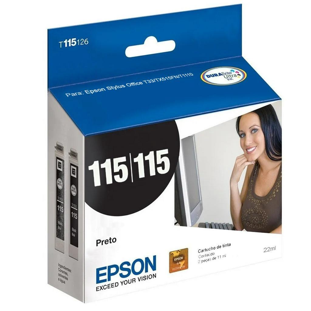 Cartucho Epson 115 T115126 Duplo 22ml Durabrite Ultra Original Preto