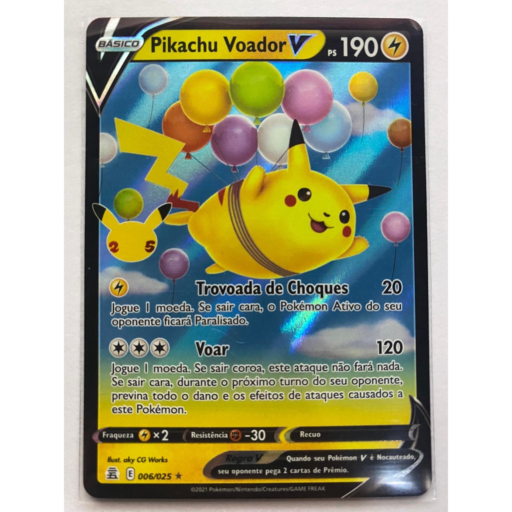 Carta De Pokemon Pikachu Voador V Celebra Es Anos Shopee Brasil