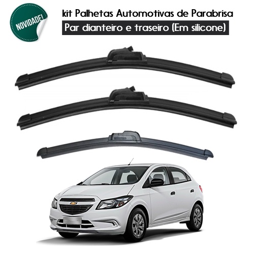 Par De Palhetas Dianteiras Silicone Limpador Parabrisa Para Chevrolet