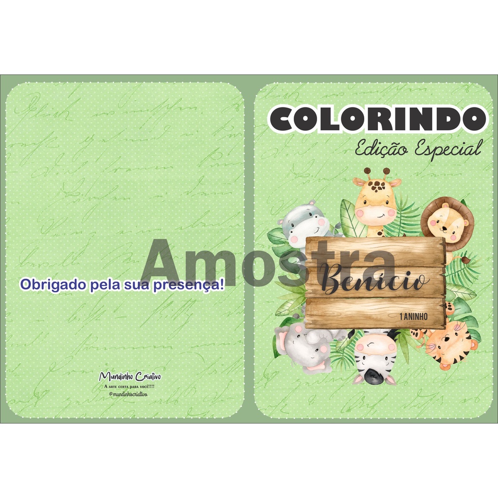 Livrinho Revistinha De Colorir Mini 10x15cm Giz De Cera Safari