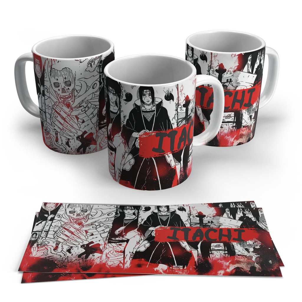 Caneca Cerâmica Anime Naruto Itachi Uchiha Personalizada Nome 325ml