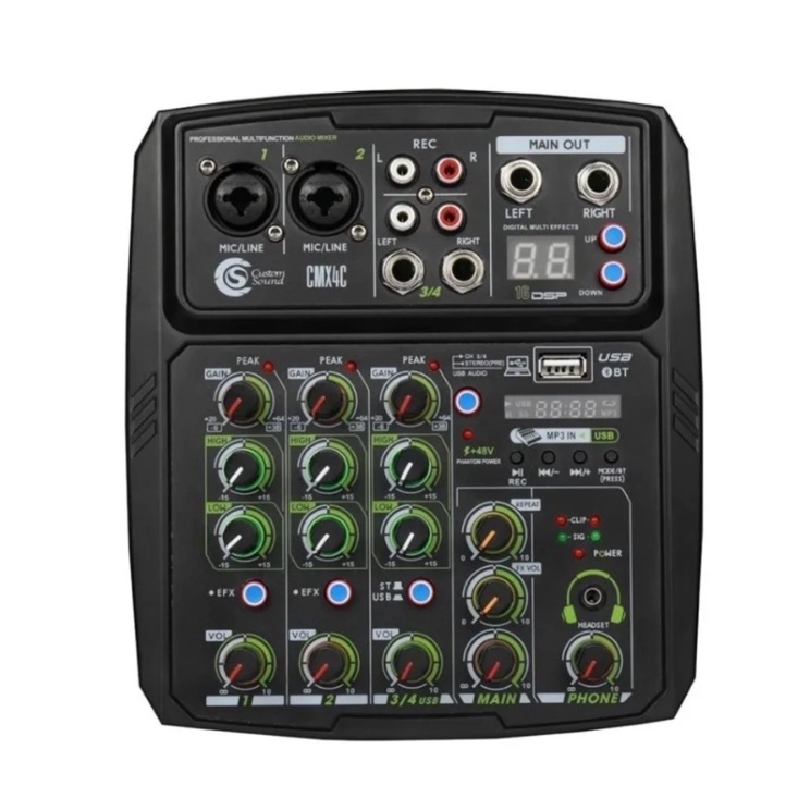 Mesa De Som Mixer Custom Sound Canais Usb Bluetooth Cmx C Preto