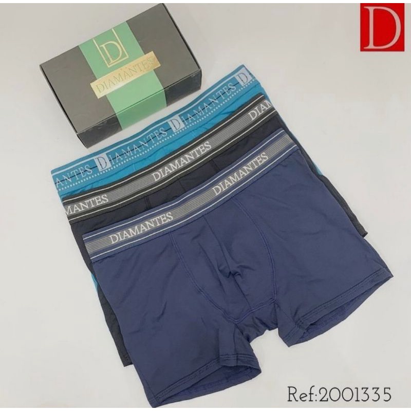 Kit 3 Cuecas Boxer Adulto Diamantes Lingerie Original Tamanho GG