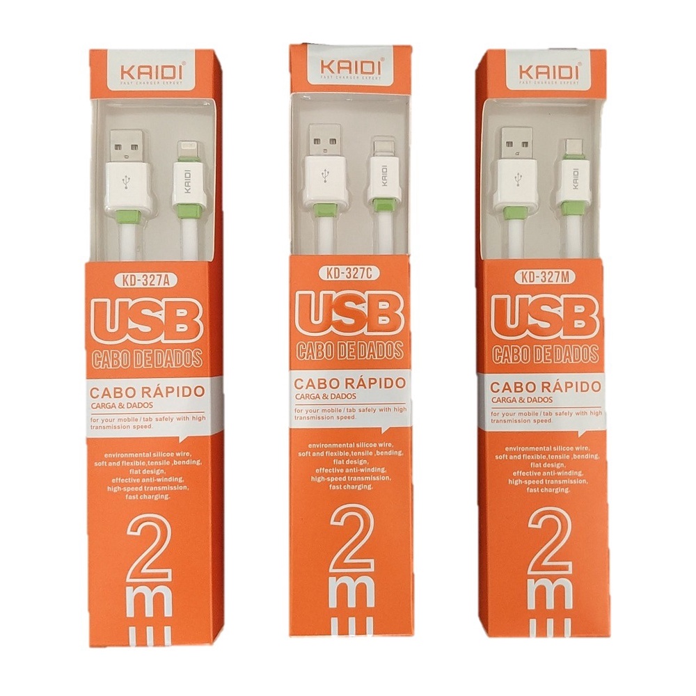 Cabo De Dados Kaidi 3M Micro Usb C KD 330M Branco Shopee Brasil